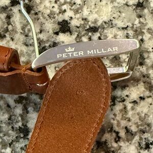 Peter Millar Blue and Brown Leather Belt